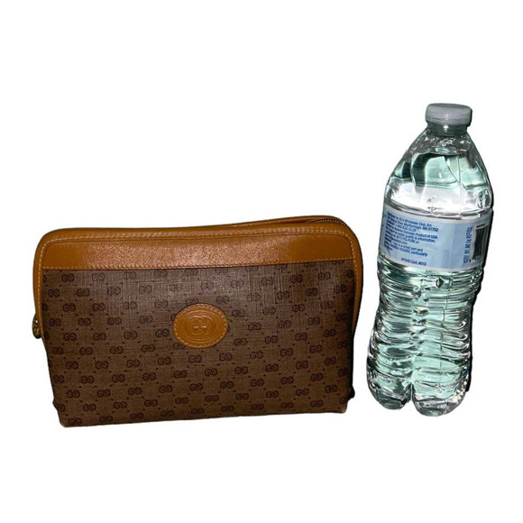 Gucci Vintage Brown GG Guccissima Canvas Medium Cosmetic Case Clutch - Picture 11 of 16